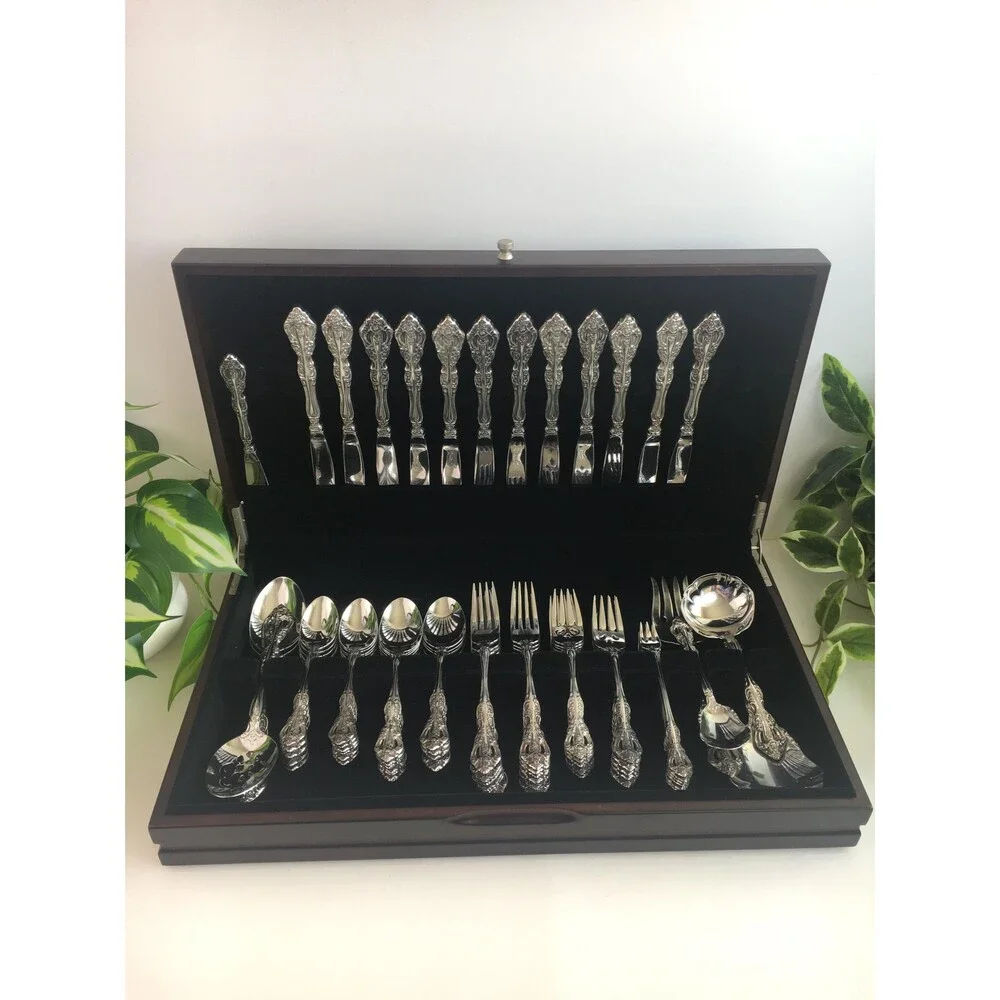 ONEIDA Heirloom Cube Michelangelo 18/10 SS Flatware Set For 12 + Serving 74Pc